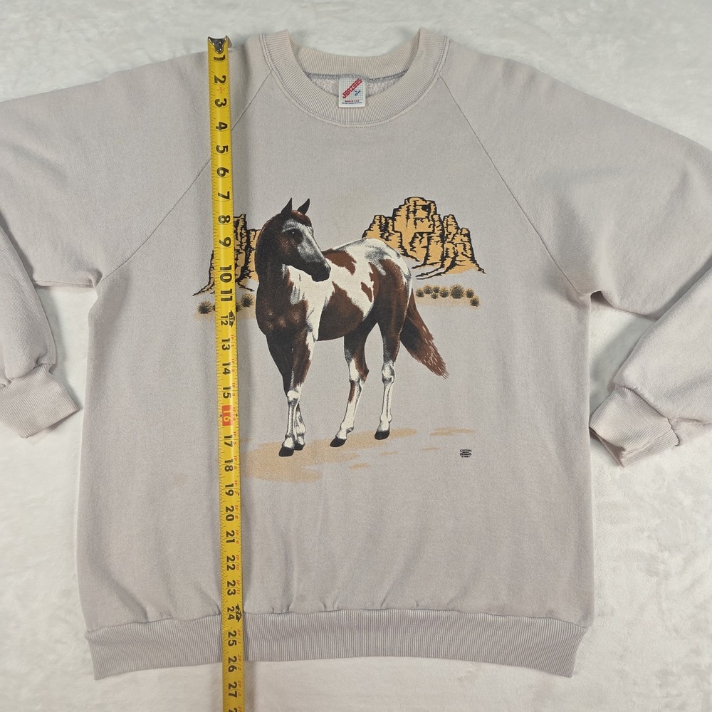 80's Vintage Jerzees Equestrian Horse Desert Scene Sweatshirt Sz Large USA Made - Picture 6 of 10